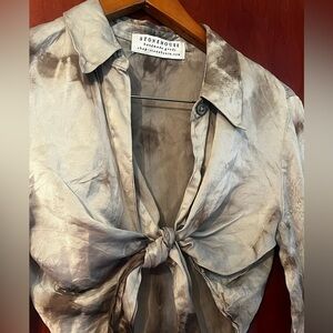 Storehouse Boutique Halter Tie Front Top Brown Vream Tye Dye Sz M Women